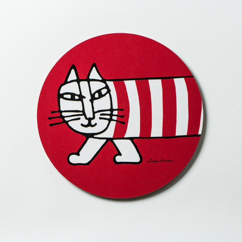 瑞典原产Optodesign米琪猫系列圆形木质锅垫碗垫隔热防烫垫 红色