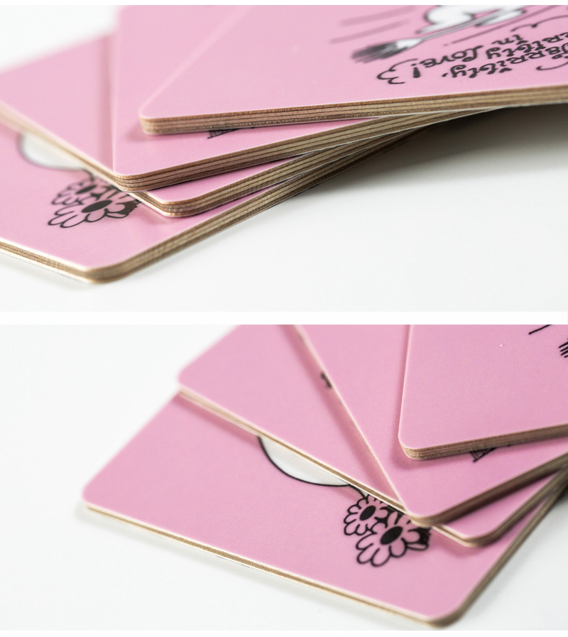 瑞典原产Optodesign 姆明系列桦木茶杯垫隔热垫 4只装罗曼史 彩色