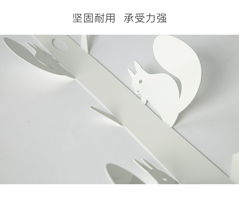 瑞典原产pluto Produkter金属墙上创意挂钩衣物挂钩 松鼠 白色
