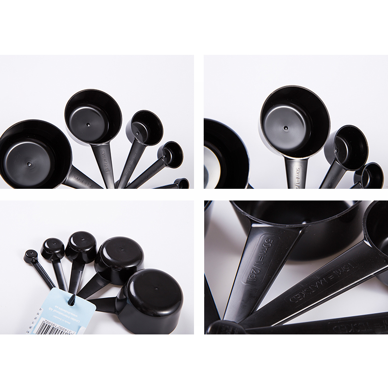 瑞典原产Linden塑料厨房用具测量勺刻度勺五件套 黑色