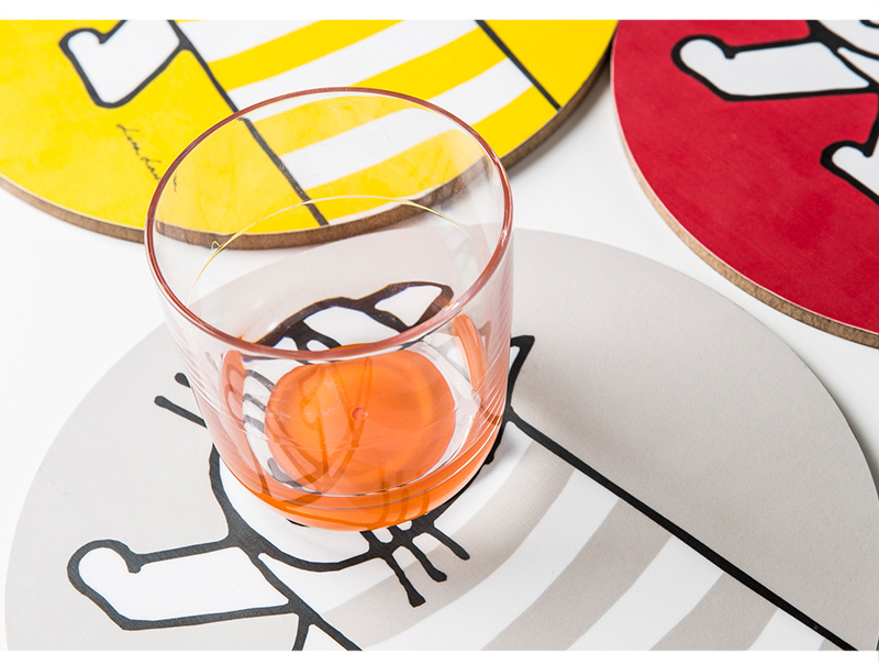 瑞典原产Optodesign米琪猫系列圆形木质锅垫碗垫隔热防烫垫 红色