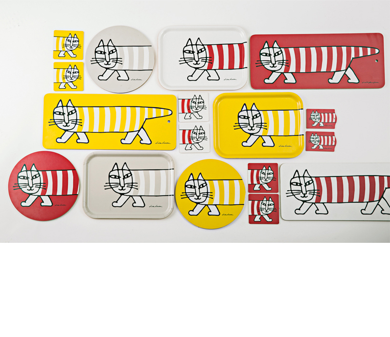 瑞典原产Optodesign米琪猫系列圆形木质锅垫碗垫隔热防烫垫 红色