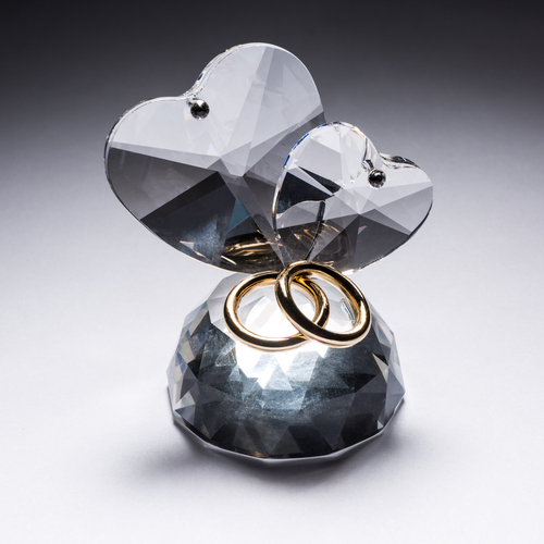 意大利原产Ranoldi水晶摆件"永结同心"半圆爱心戒指摆件礼物 透明