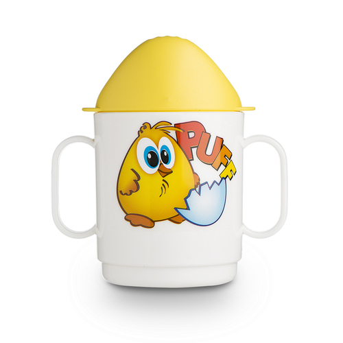 意大利原产cosmoplast儿童卡通水杯宝宝练习水杯有盖黄色