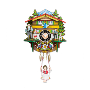 德国原产Engstler黑森林石英钟创意漆绘小木屋客厅餐厅挂钟