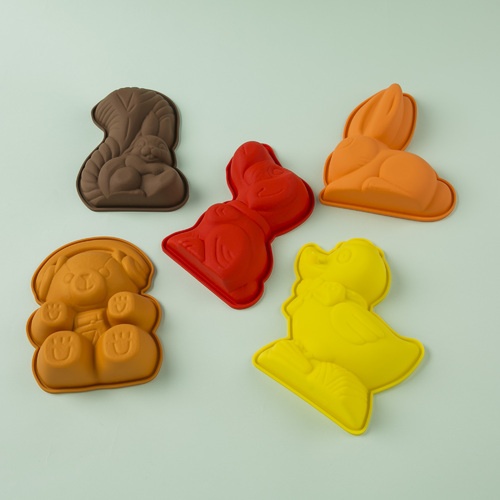 意大利原产Gamme gourmet 5只可爱小动物硅胶模烘焙工具 混色
