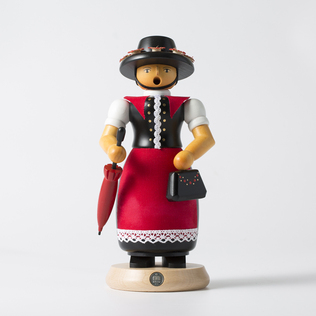 德国原产MULLER大号吹烟公仔木制玩偶摆件-穿制服的女士