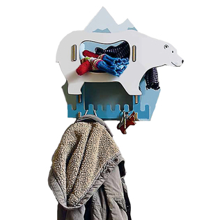 德国原产Werkhaus木质手工多用可爱动物配件收纳壁挂架北极熊