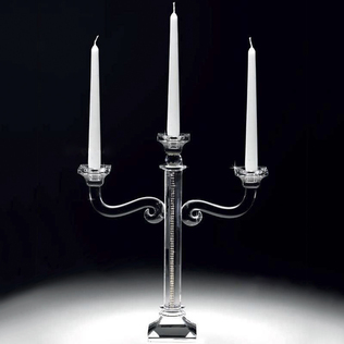 意大利原产Ranoldi水晶摆件 三头水晶烛台 工艺烛台水晶礼品