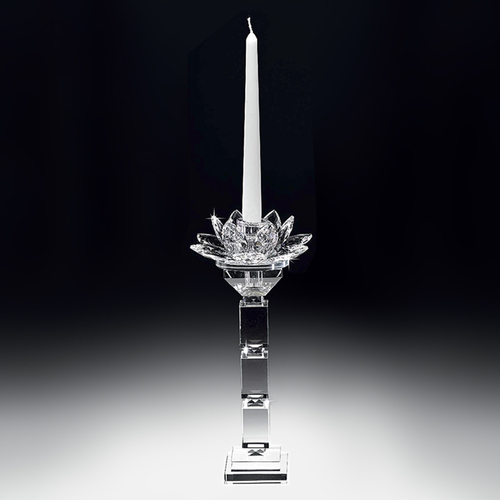 意大利原产Ranoldi水晶摆件 莲花座水晶烛台工艺品摆件（大） 透明