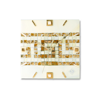 意大利原产Sebino Arte希腊回纹饰玻璃时钟钟表 白金色