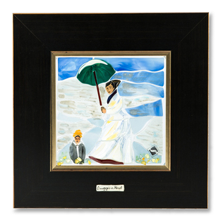 意大利原产Sebino Arte玻璃装饰画莫奈《撑阳伞的女人》