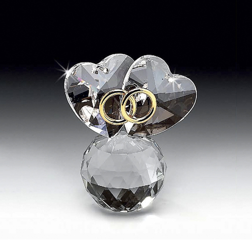 意大利原产Ranoldi水晶摆件"永结同心"球形爱心戒指摆件礼物 透明