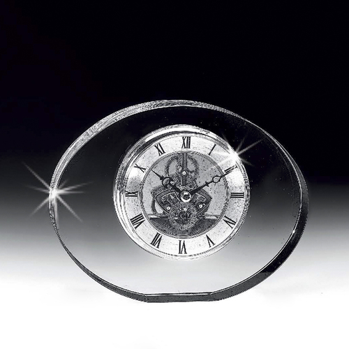 意大利原产Ranoldi水晶摆件 时钟客厅静音钟表座钟台钟摆件 透明