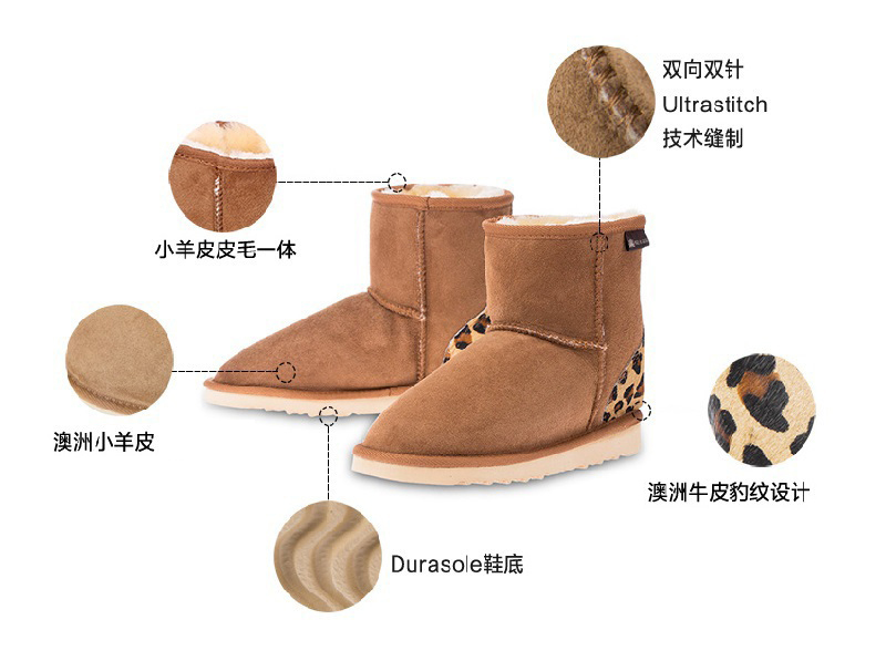澳大利亚原产CHIC EMPIRE 羊皮毛⼀体雪地靴 黑色 40