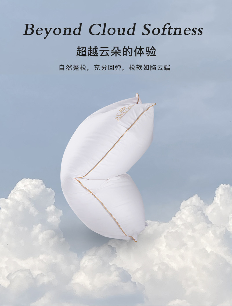 德国原产OBB Royal bed850蓬95%西伯利亚全鹅绒枕INN极软枕 白色 M