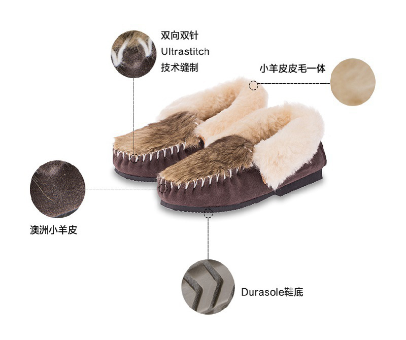 澳大利亚原产CHIC EMPIRE 袋鼠皮羊皮家居鞋 深咖啡 4