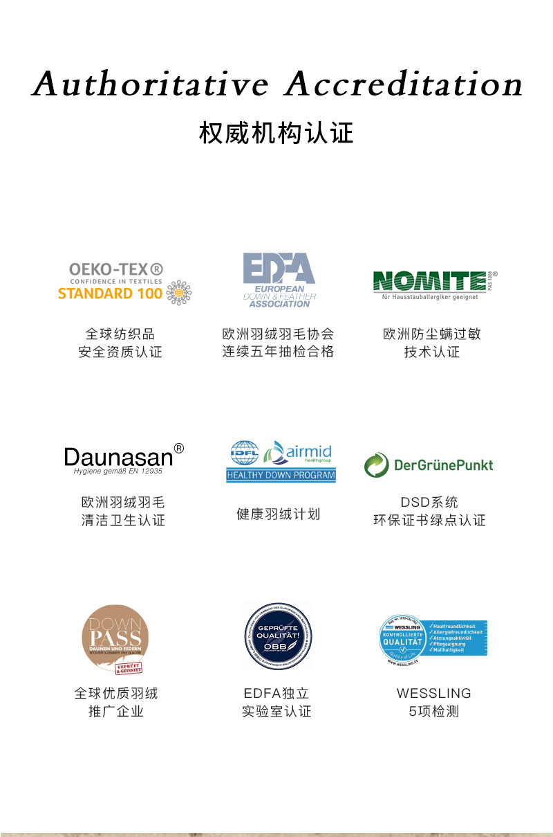 德国原产OBB Royal Bed 1000蓬西伯利亚95%鹅绒被 国王春秋被 白色 150*200cm（适用于1.2m的床）