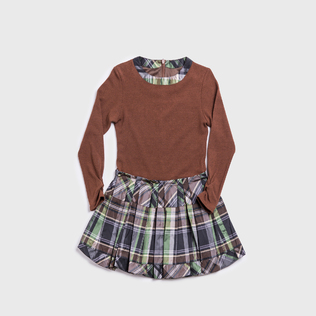 意大利原产 ValMax 公主风长袖线衫格子花纹连衣裙