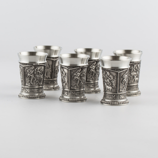 奥地利原产ARTINA锡制烈酒杯工艺酒杯酒具套装6只