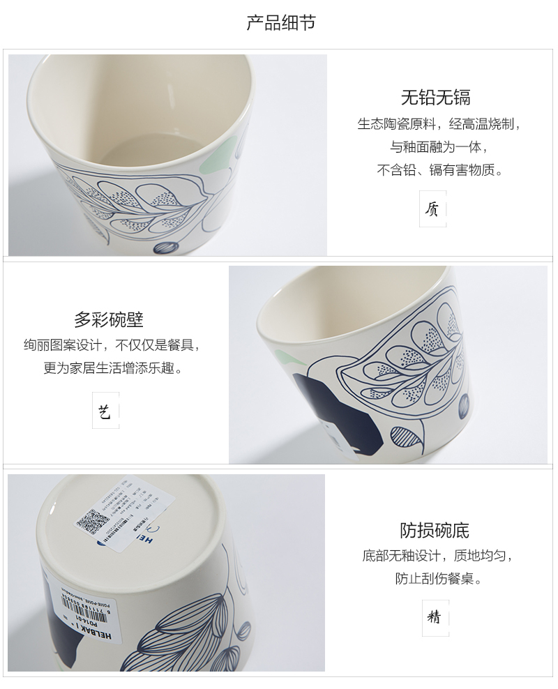 丹麦原产HELBAK陶瓷碗艺术碗手绘碗 梨果图案