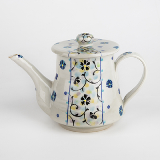 日本原产虚空藏窑小花唐草系列九谷烧手工茶壶
