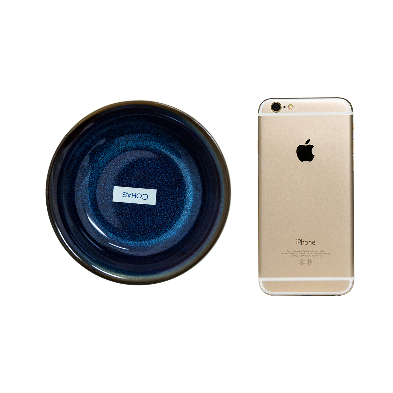 韩国原产COHAS光釉陶瓷餐碟餐盘点心盘3件套 深蓝色 L