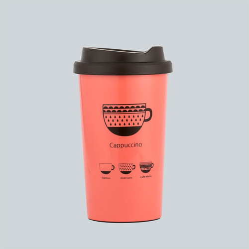 韩国原产JVR不锈钢水杯茶杯咖啡杯380ml 橘红色