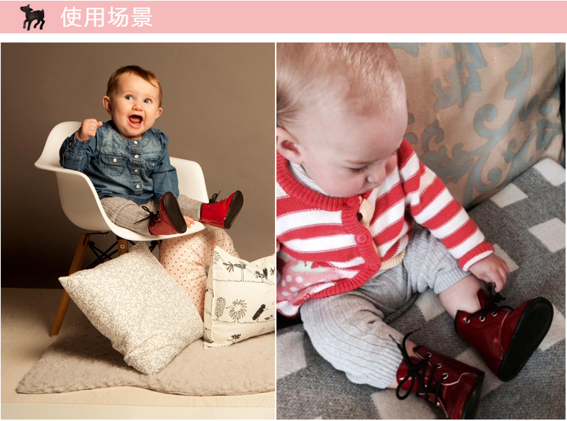 英国原产little lulus卢比漆面皮革婴幼儿靴子宝宝靴子 红 6-12m