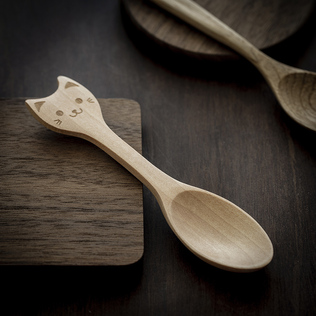 日本原产wakacho若兆传统漆器桦木餐勺调羹猫