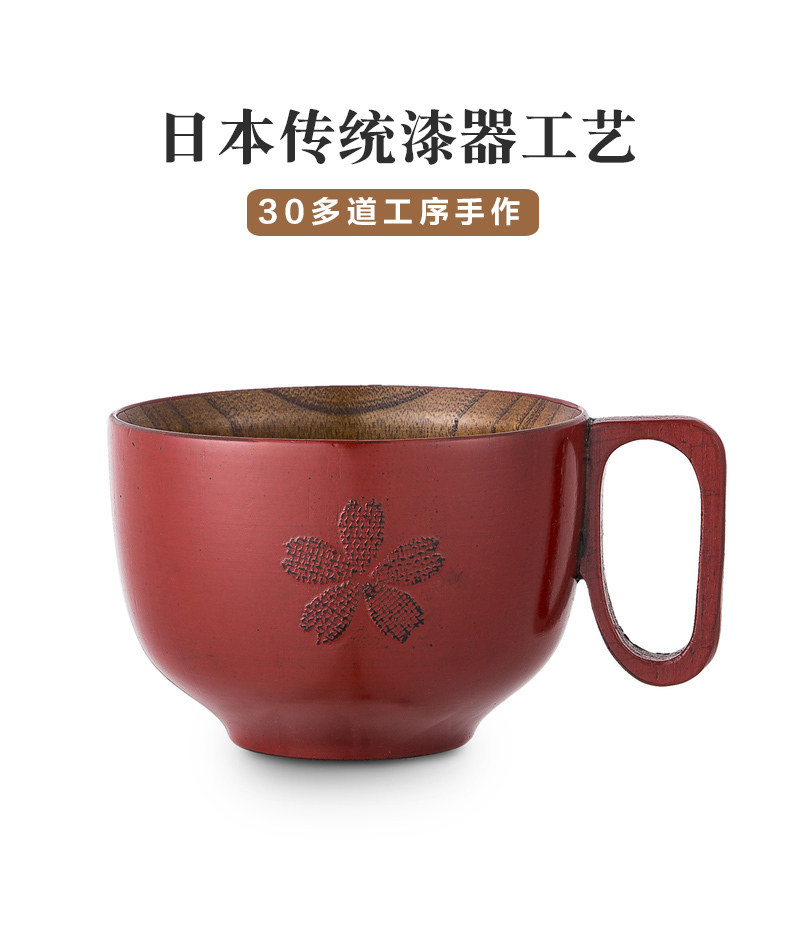 日本原产wakacho若兆传统漆器栗木樱花碗 黑色