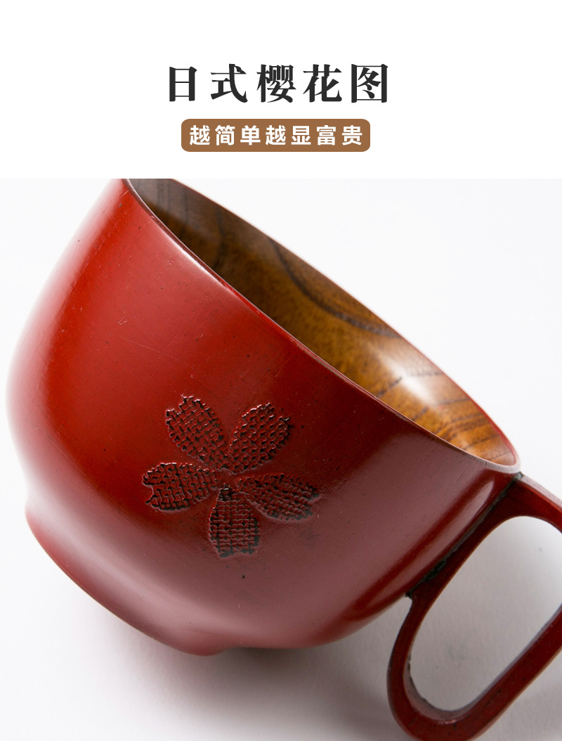 日本原产wakacho若兆传统漆器栗木樱花碗 黑色