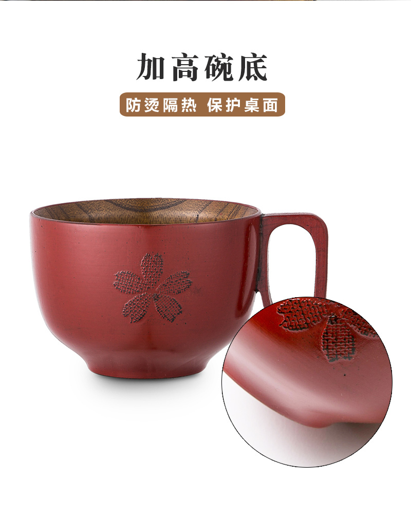 日本原产wakacho若兆传统漆器栗木樱花碗 黑色