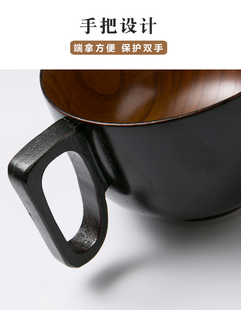 日本原产wakacho若兆传统漆器栗木樱花碗 黑色
