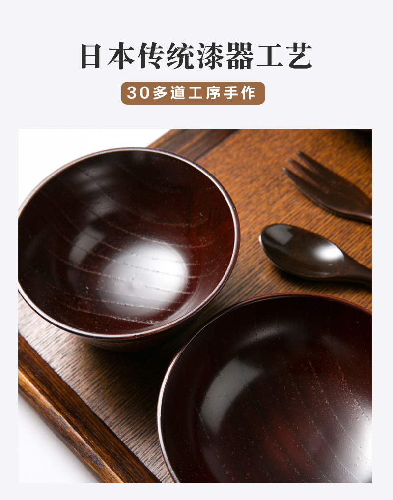 日本原产wakacho若兆传统漆器栗木餐碗茶杯餐具套装