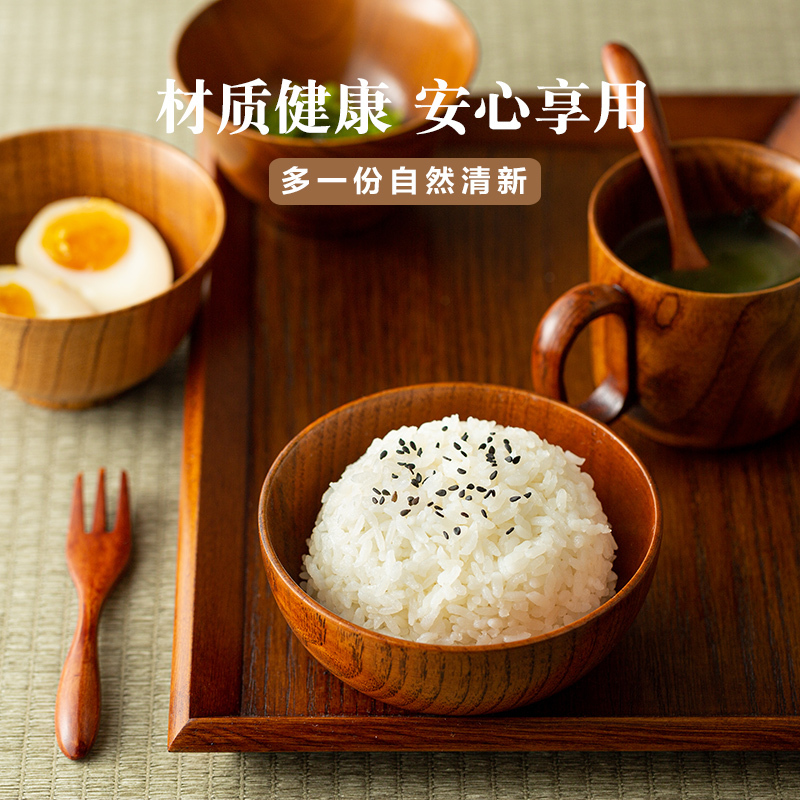 日本原产wakacho若兆传统漆器栗木餐碗茶杯餐具套装