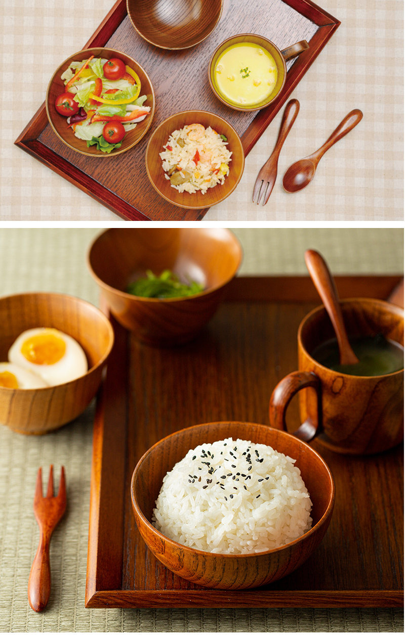 日本原产wakacho若兆传统漆器栗木餐碗茶杯餐具套装