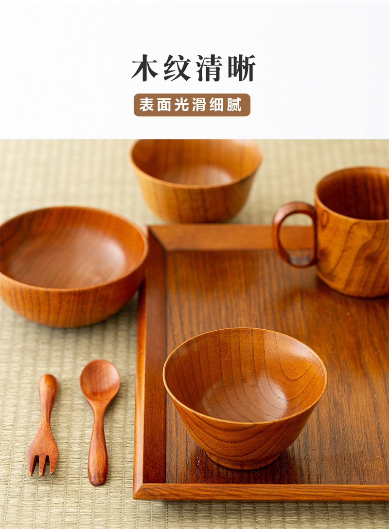 日本原产wakacho若兆传统漆器栗木餐碗茶杯餐具套装