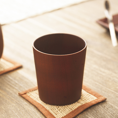 日本原产wakacho若兆传统漆器栗木茶杯水杯日式木杯 深褐色