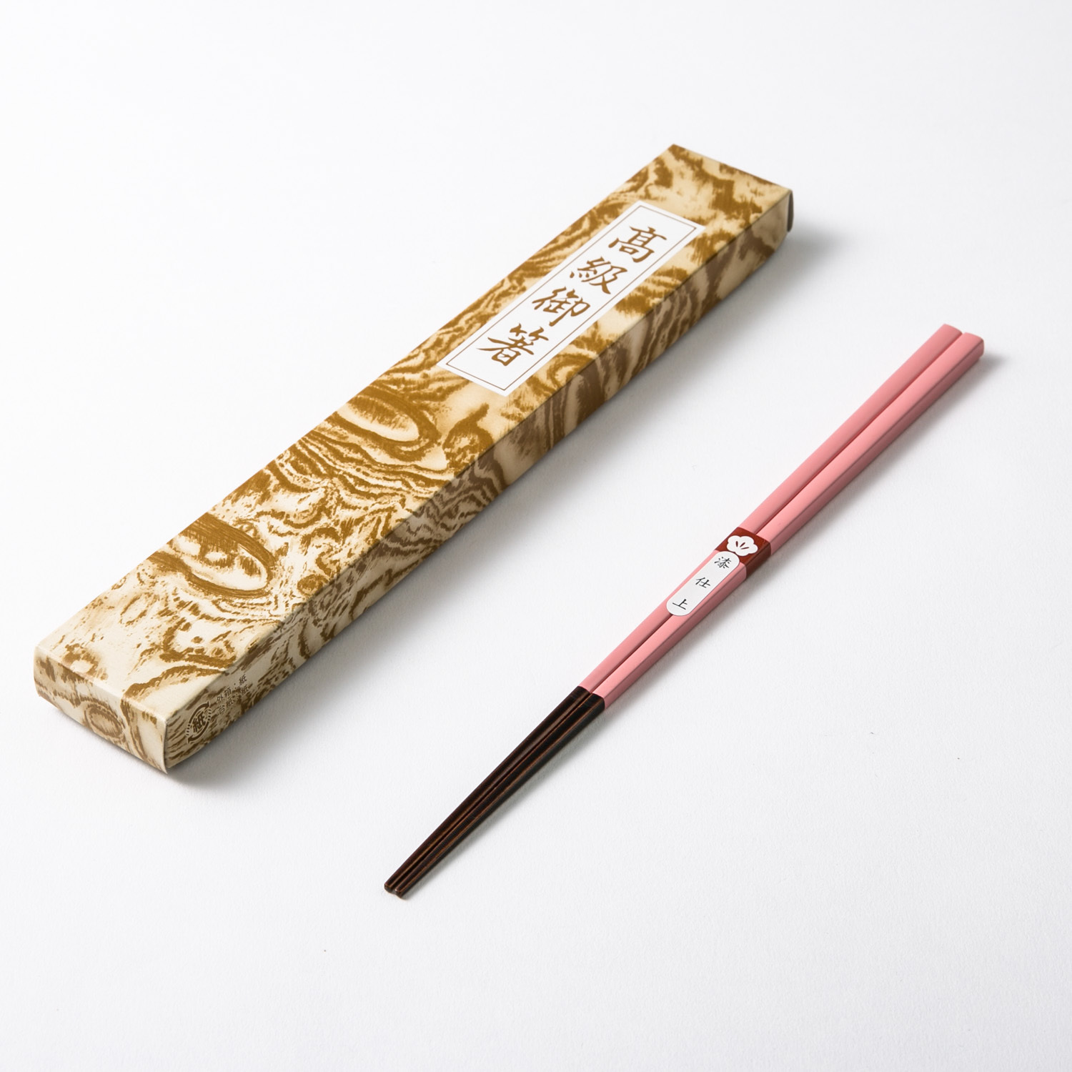 日本原产kawai传统若狭涂工艺竹质漆筷 桃红