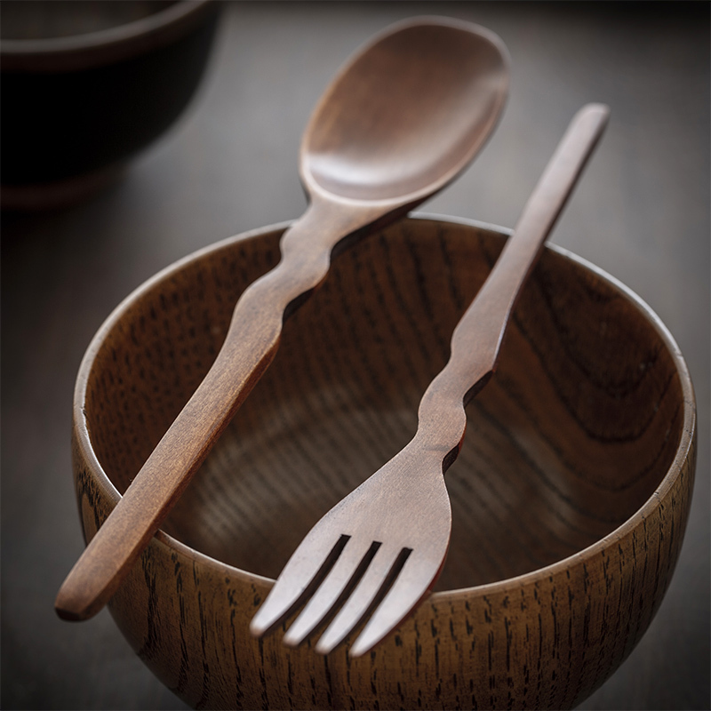 日本原产wakacho若兆传统漆器荷木餐叉 褐色