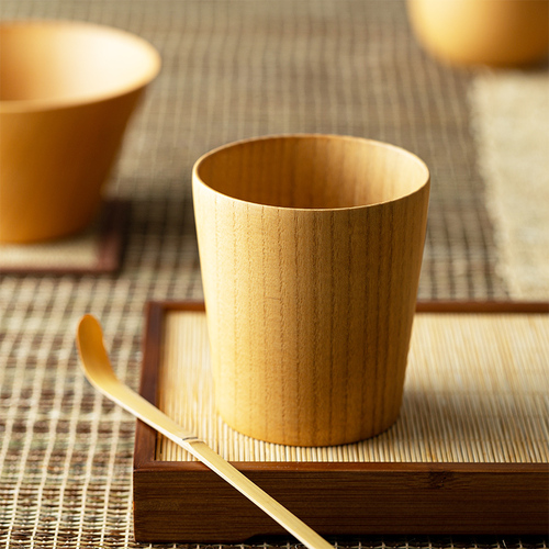 日本原产wakacho若兆传统漆器栗木茶杯水杯日式木杯 原木色