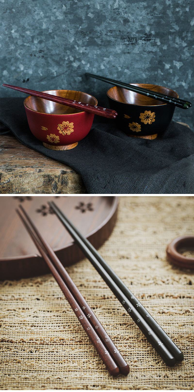 日本原产wakacho若兆传统漆器栗木碗夫妻碗筷套装结婚礼物