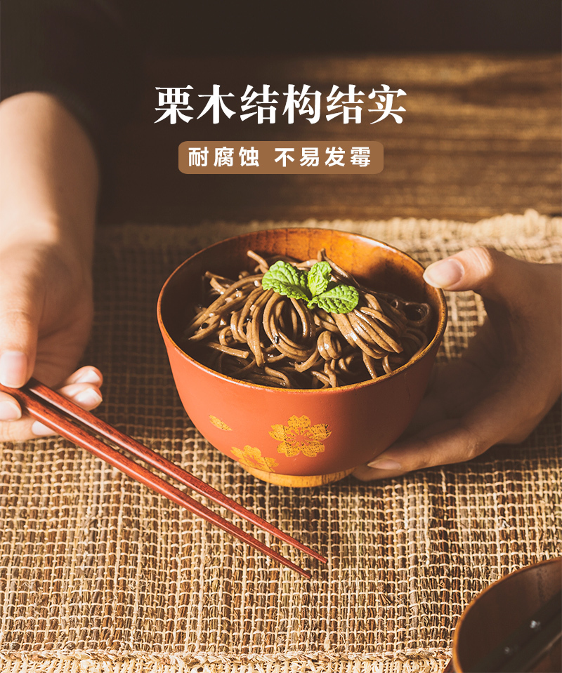 日本原产wakacho若兆传统漆器栗木碗夫妻碗筷套装结婚礼物