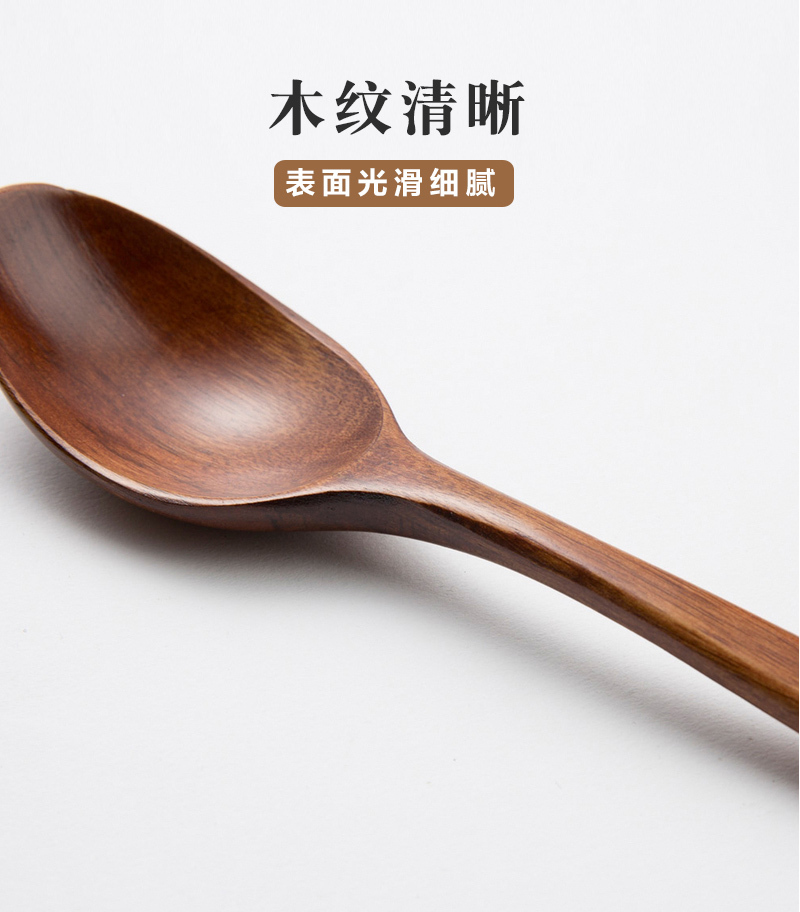 日本原产wakacho若兆传统漆器荷木餐勺调羹5支装 褐色