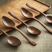 日本原产wakacho若兆传统漆器荷木餐勺调羹5支装 褐色