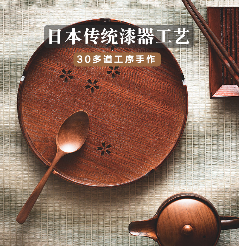 日本原产wakacho若兆传统漆器荷木餐勺调羹5支装 褐色