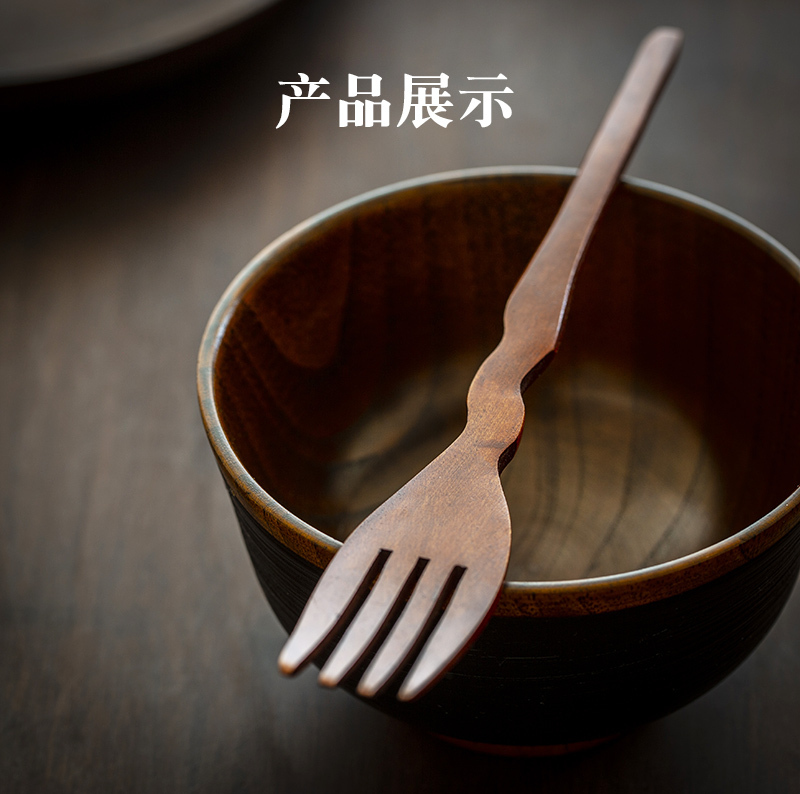 日本原产wakacho若兆传统漆器荷木餐叉 褐色