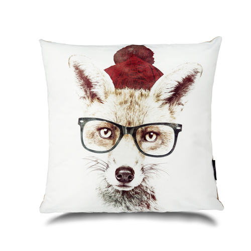 英国原产WRAPTIOUS创意靠枕抱枕靠垫白狐狸图案 彩色