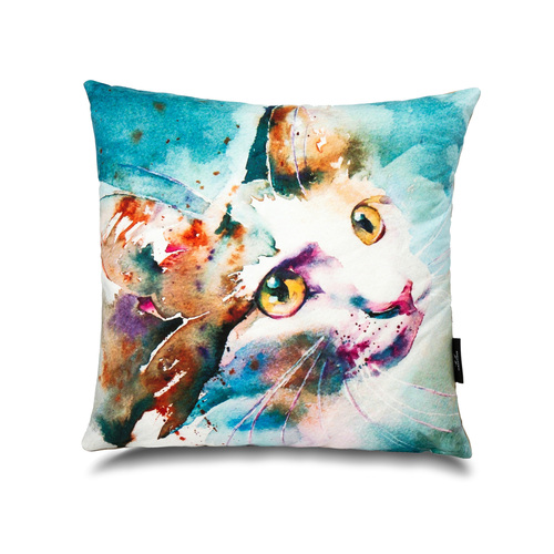 英国原产WRAPTIOUS创意靠枕抱枕靠垫萌猫图案 彩色
